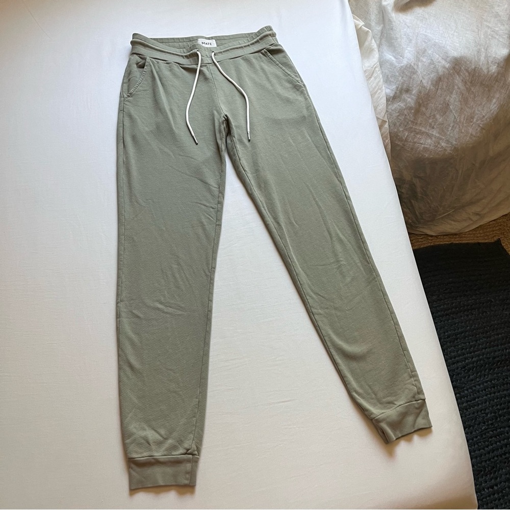 MATE THE LABEL sage green elastic drawstring waist cropped jogger sweat pants